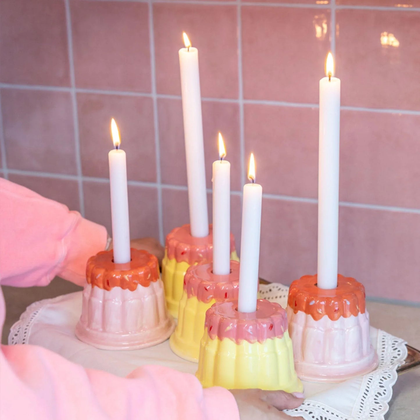 Kandelaar Blond Birthday Geel Pudding