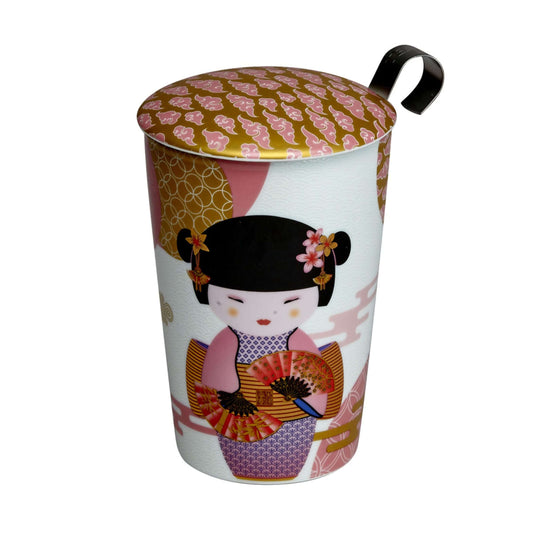 TeaEve dubbelwandige theemok incl. filter Little Geisha rose