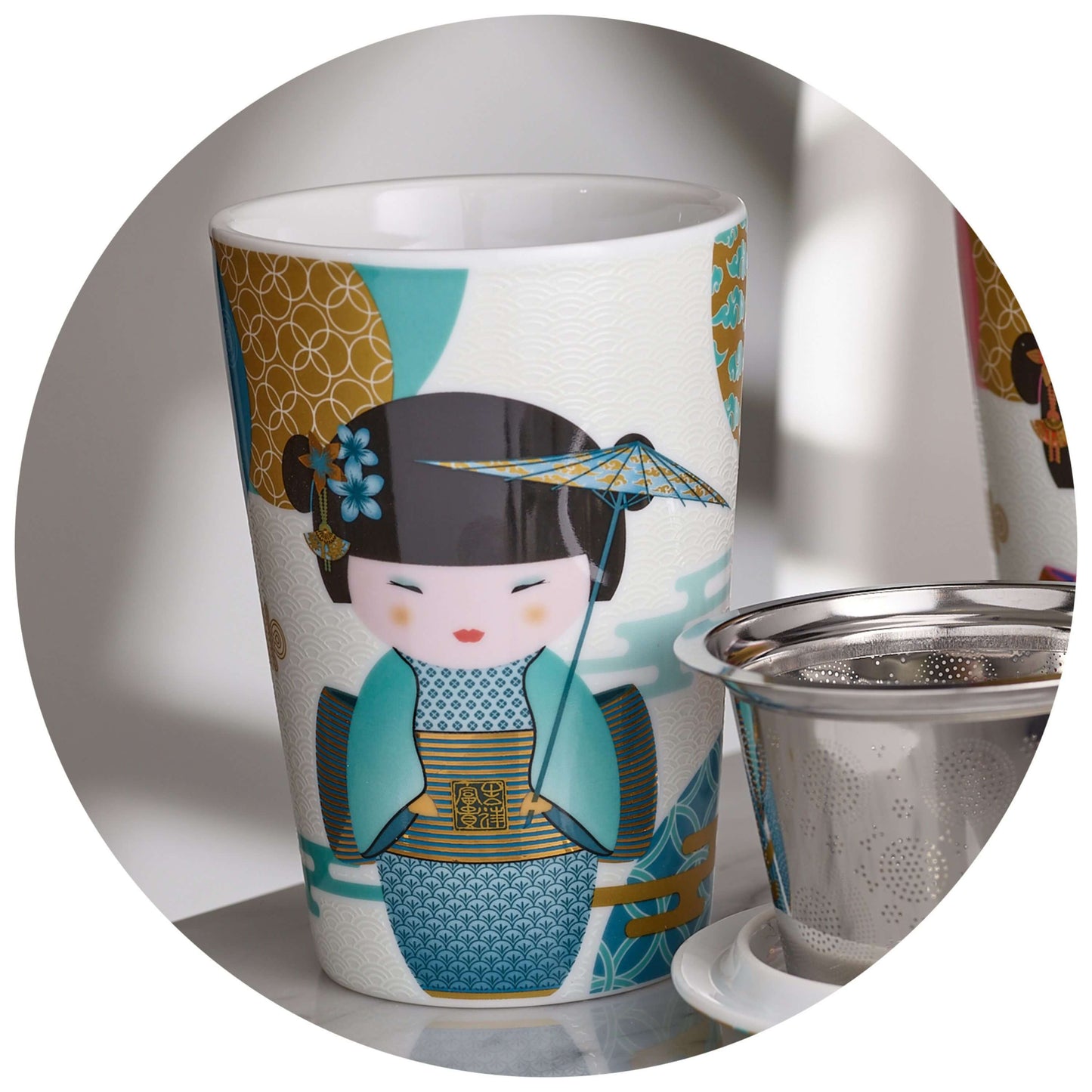 TeaEve dubbelwandige theemok incl. filter Little Geisha petrol