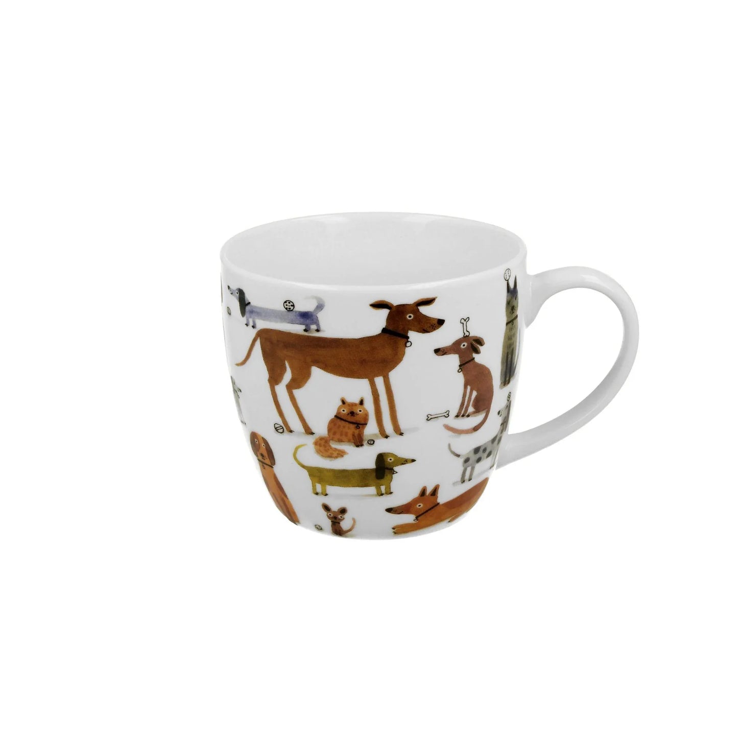 Porseleine mok met hondenillustraties, speels design, ideaal als cadeau en perfect voor dagelijks theemoment.