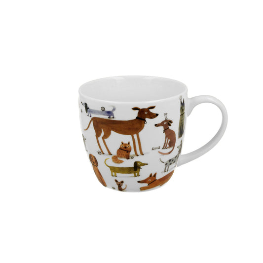 Porseleine mok met hondenillustraties, speels design, ideaal als cadeau en perfect voor dagelijks theemoment.