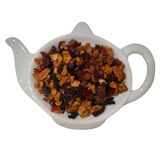 Duindoorn thee — vruchteninfusie met duindoornbes, appel, sinaasappelschil en hibiscus