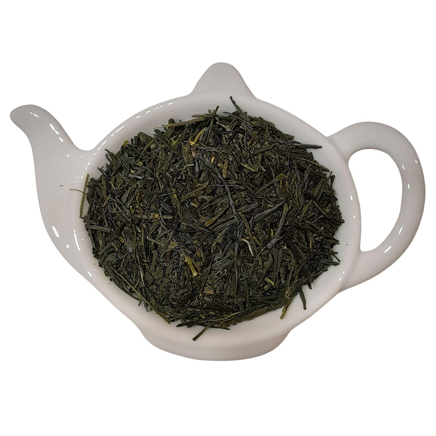 Japanse Sencha groene thee – losse bladeren en een kopje verse thee