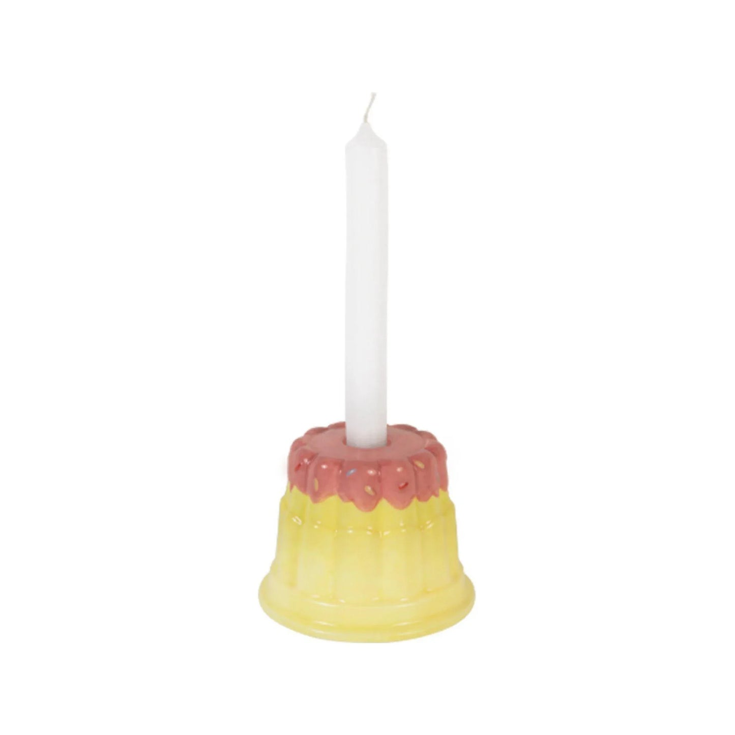 Kandelaar Blond Birthday Geel Pudding met kaars