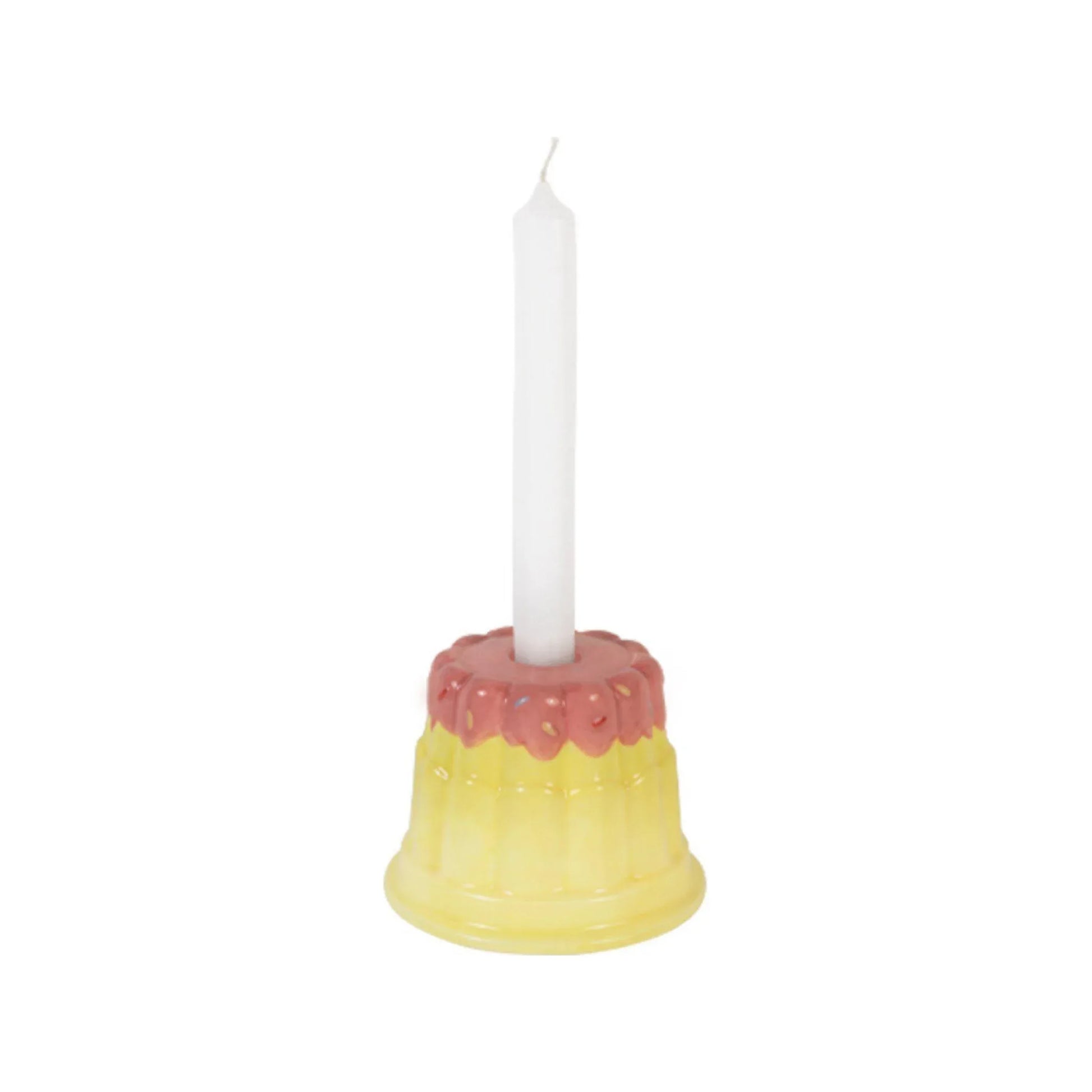 Kandelaar Blond Birthday Geel Pudding met kaars