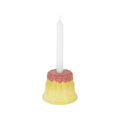 Kandelaar Blond Birthday Geel Pudding met kaars