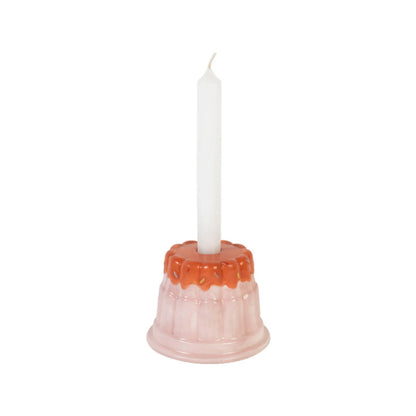 Kandelaar Blond Birthday Roze Pudding met kaars