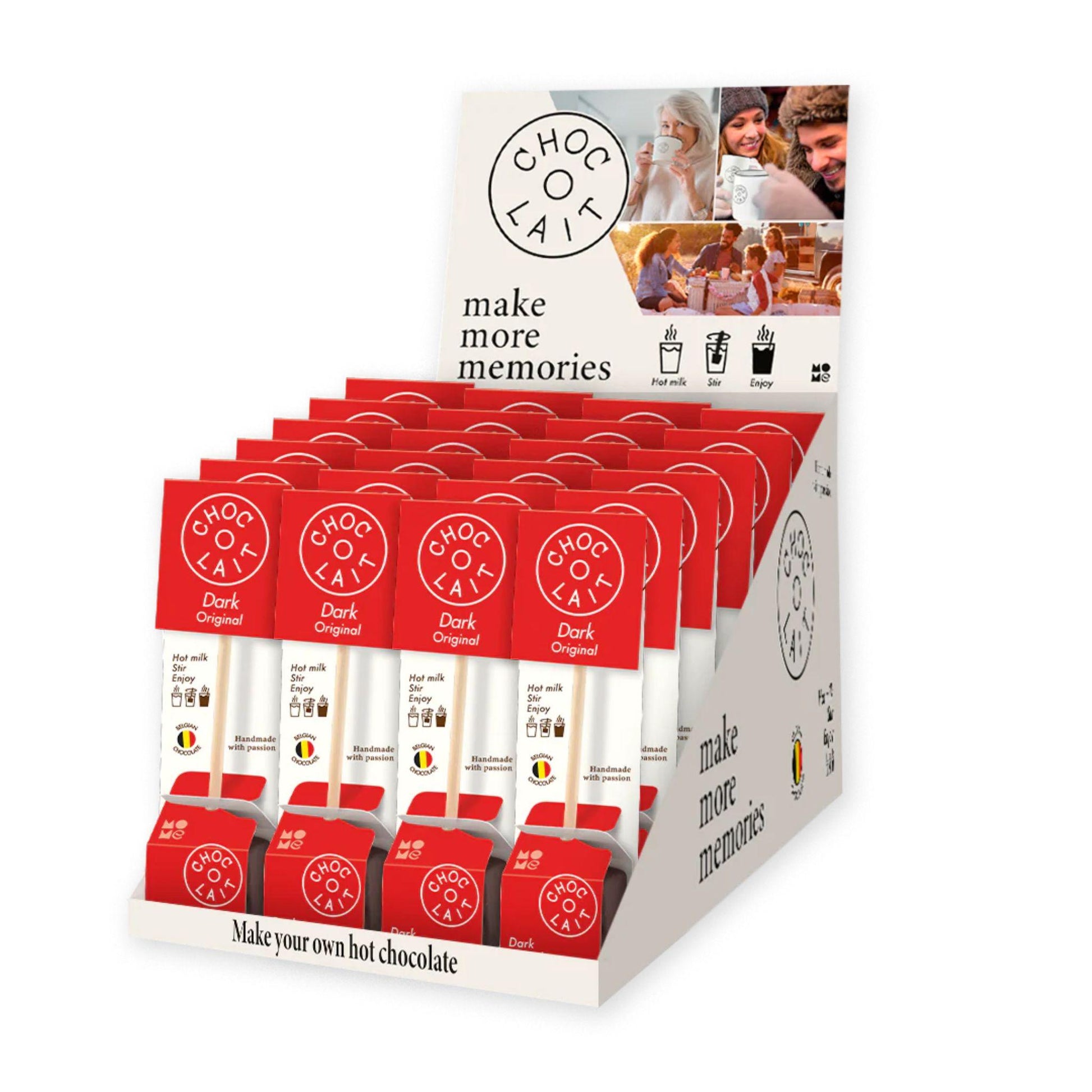 Doos Hot Chocolate Spoon Puur MoMe – Belgische pure chocolade stick voor warme chocolademelk