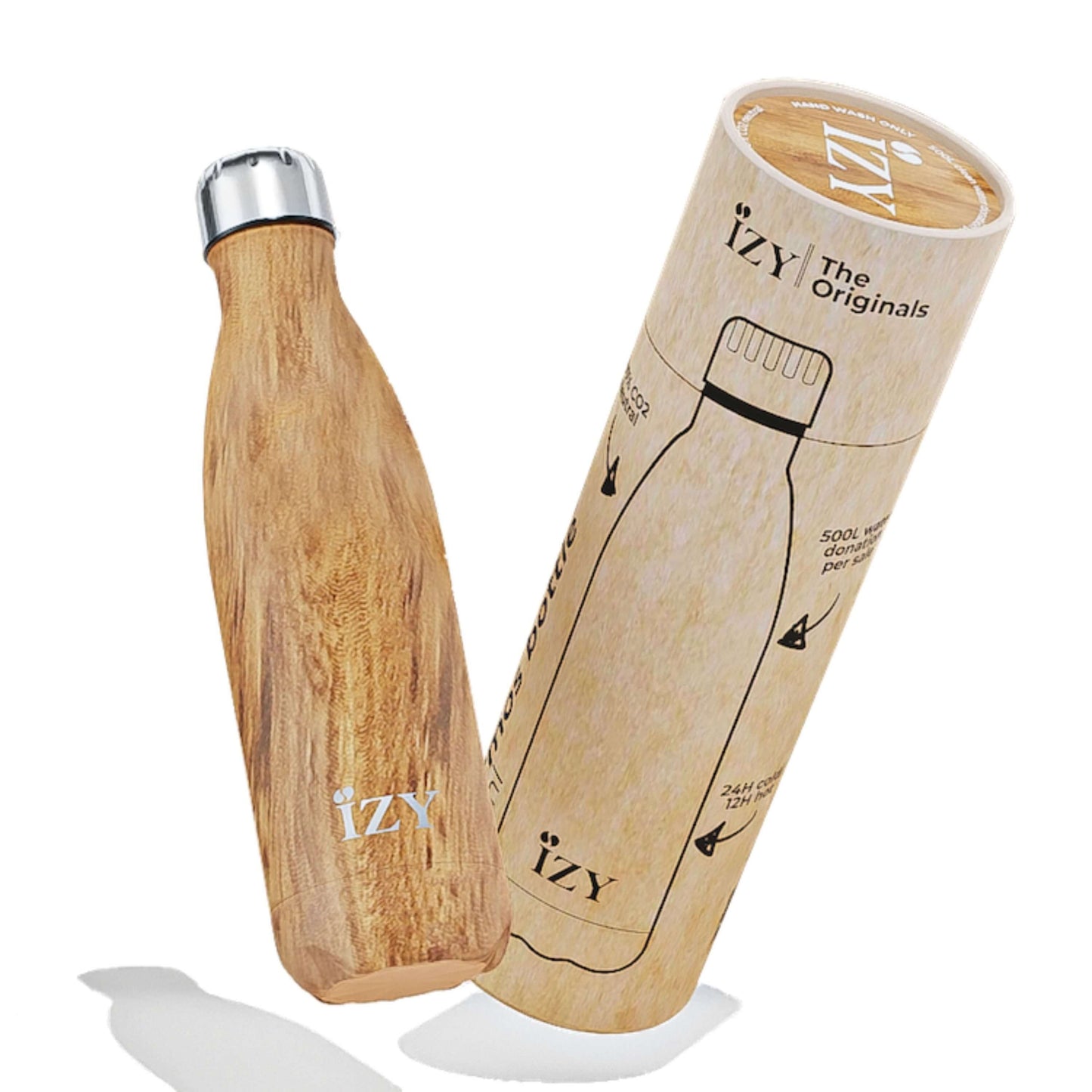 Izy Bottles Thermosfles Design Bruin 500 ml met koker